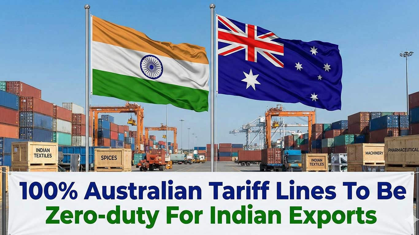 100% Australian tariff lines will be zero-duty for Indian exports from 1st January 2026