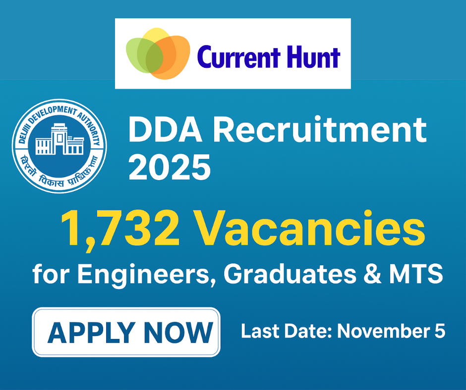 DDA Recruitment 2025: Apply for 1,732 Group A, B, and C Vacancies — Check Eligibility, Salary, and Exam Dates
